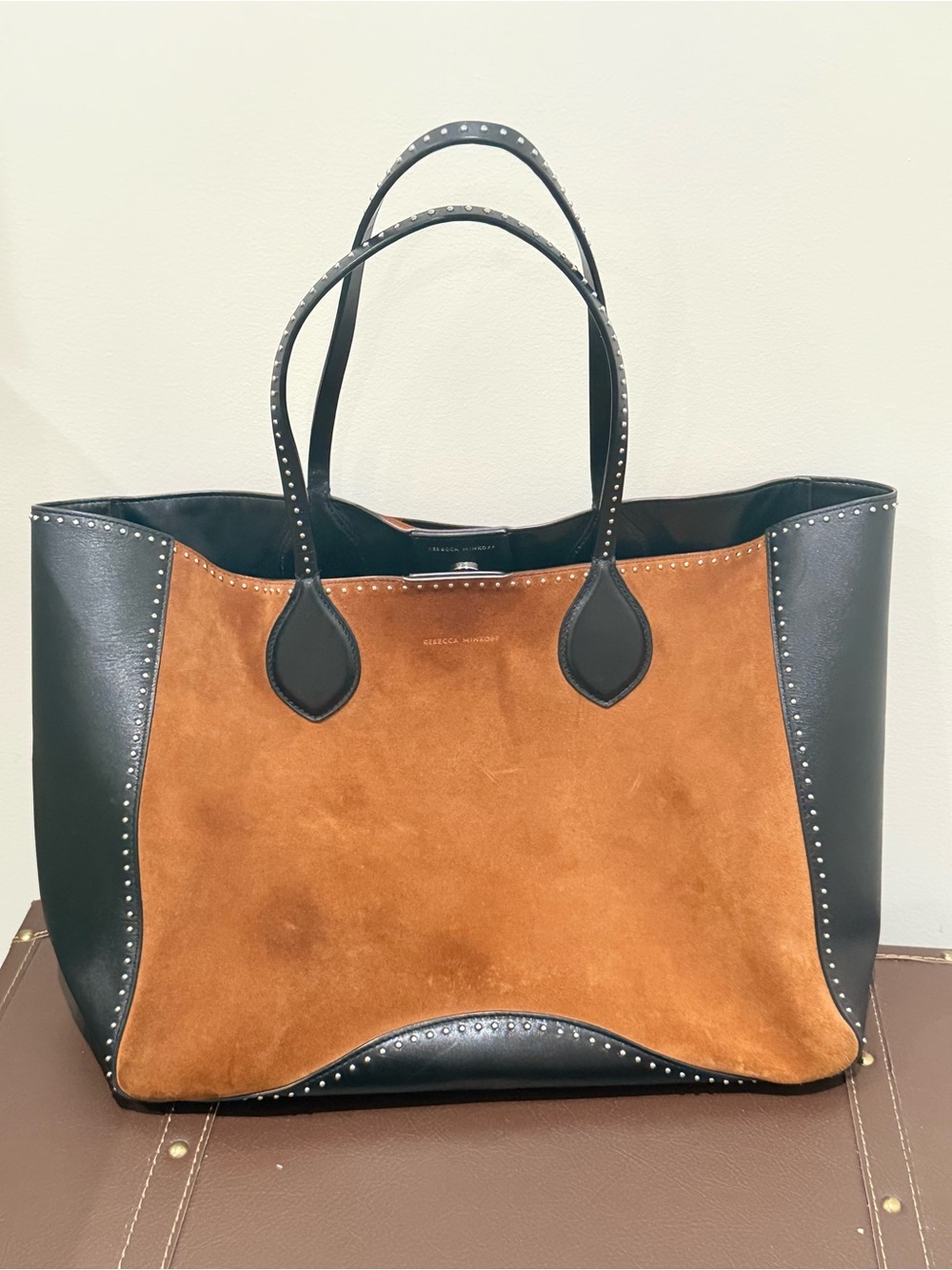Rebecca Minkoff Two-Tone Suede and Leather Tote in Brown and Black